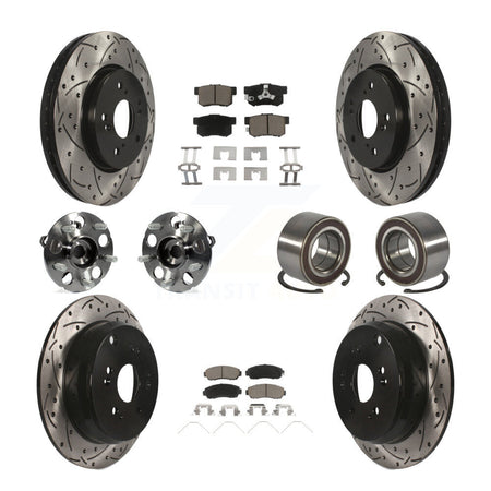 Front Rear Hub Bearing Coated Brake Rotor And Pad Kit (10Pc) For 2012-2016 Honda CR-V AWD KBB-128255