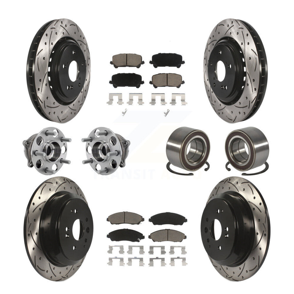 Front Rear Hub Bearing Coated Disc Brake Rotor Pad Kit (10Pc) For 2014-2016 Acura MDX AWD KBB-128259