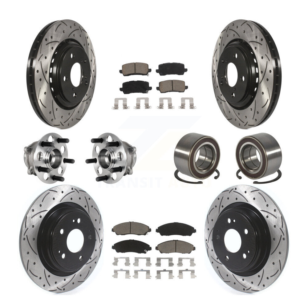Front Rear Hub Bearing Coated Disc Brake Rotors And Ceramic Pads Kit (10Pc) For Acura MDX KBB-128260