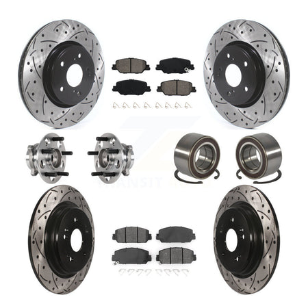 Front Rear Hub Bearing Assembly Coated Disc Brake Rotor And Pad Kit (10Pc) For Honda CR-V KBB-128261