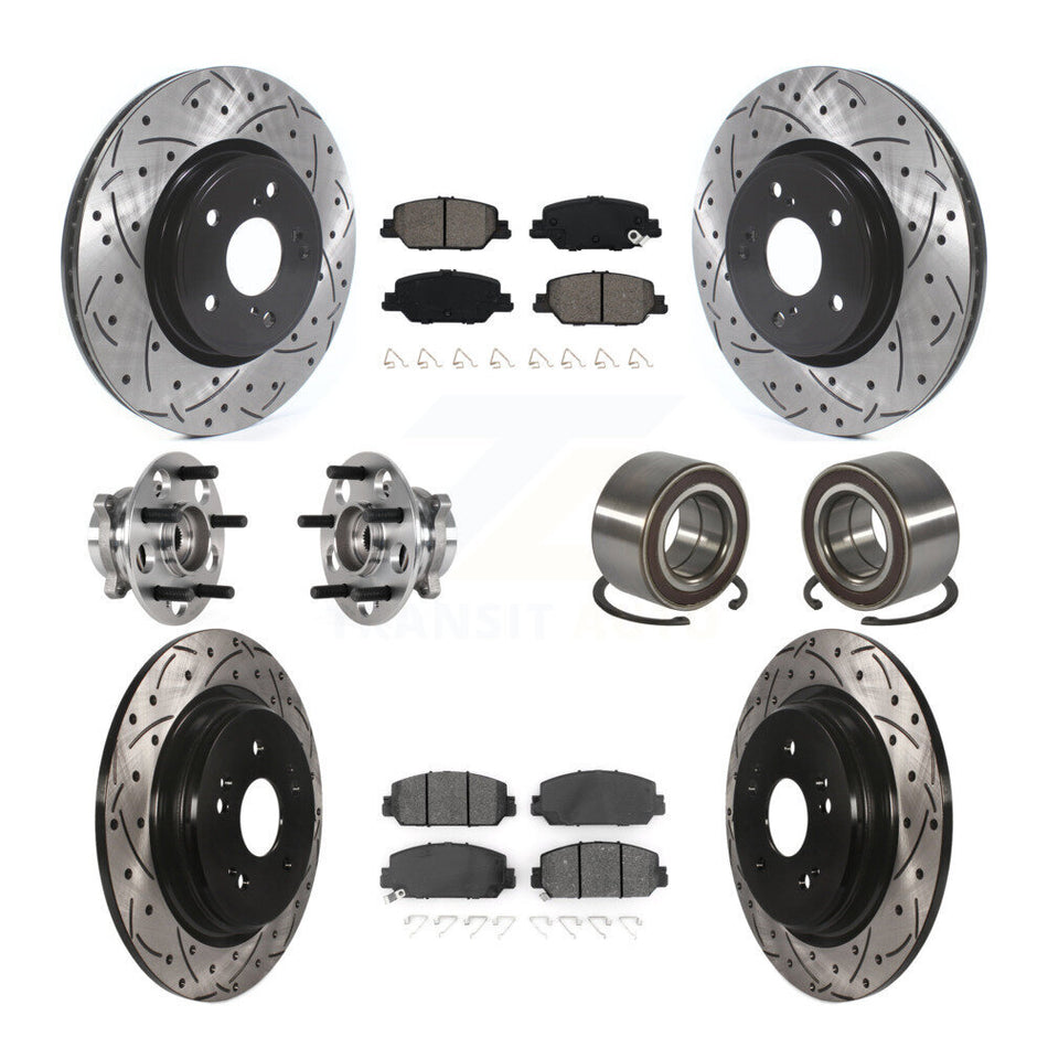 Front Rear Hub Bearing Assembly Coated Disc Brake Rotor And Pad Kit (10Pc) For Honda CR-V KBB-128261
