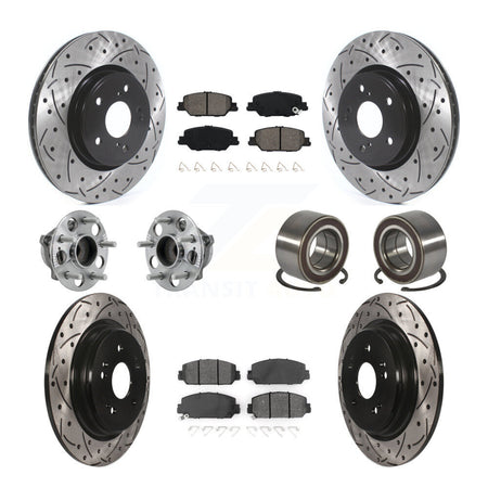 Front Rear Hub Bearing Assembly Coated Disc Brake Rotor And Pad Kit (10Pc) For Honda CR-V KBB-128262