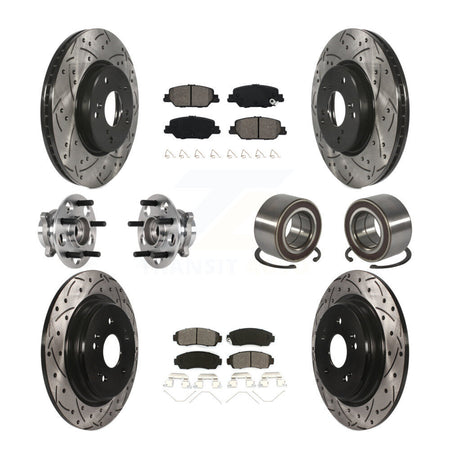 Front Rear Hub Bearing Assembly Coated Disc Brake Rotor And Pad Kit (10Pc) For Honda CR-V KBB-128263
