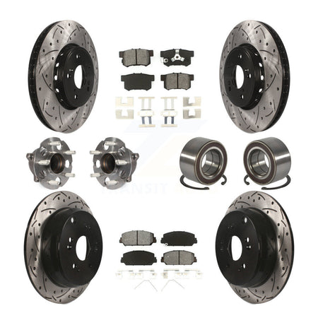 Front Rear Hub Bearing Coated Disc Brake Rotor Pad Kit (10Pc) For 2013-2018 Acura RDX FWD KBB-128266