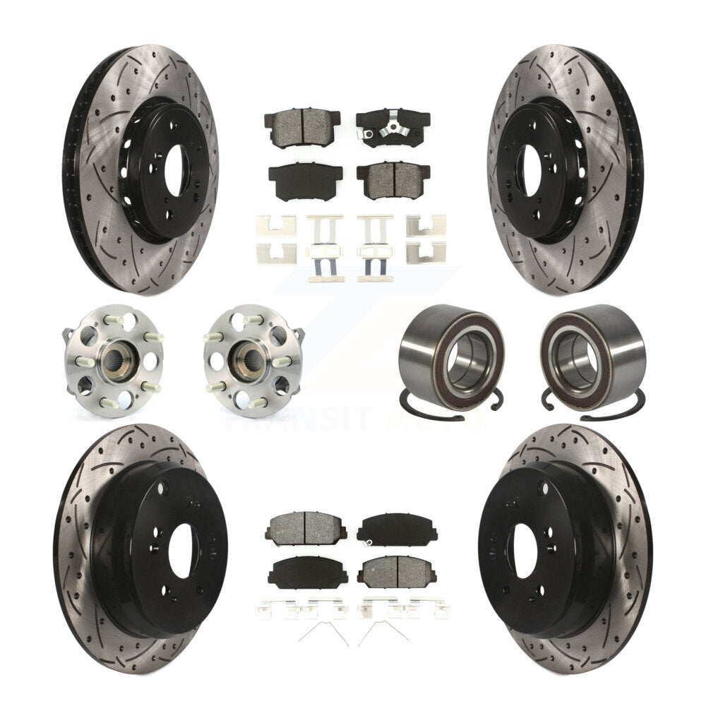 Front Rear Hub Bearing Coated Disc Brake Rotor Pad Kit (10Pc) For 2017-2018 Acura RDX AWD KBB-128267