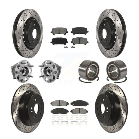 Front Rear Hub Bearing Coated Disc Brake Rotor Pad Kit (10Pc) For 2014-2016 Acura MDX AWD KBB-128268