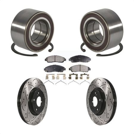 Front Wheel Bearing Coat Drill Slot Brake Rotor Pad Kit For Acura RLX Sport Hybrid SH-AWD KBB-128272