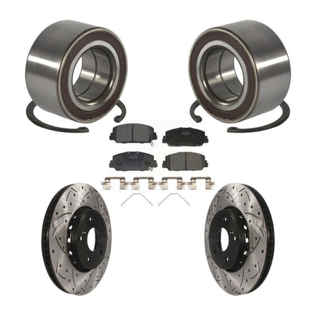 Front Wheel Bearing Coated Drilled Slotted Brake Rotor & Pads Kit For 2013-2018 Acura RDX KBB-128274