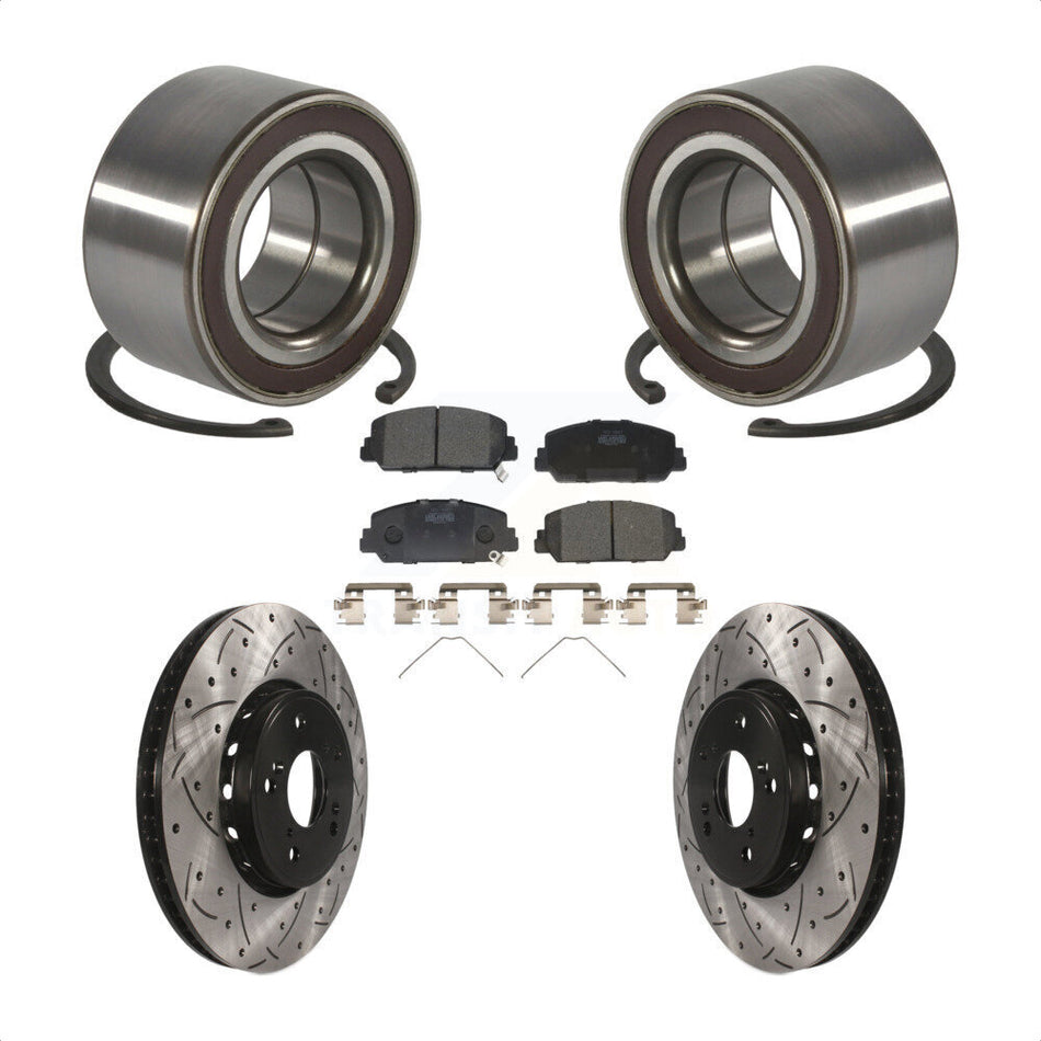 Front Wheel Bearing Coated Drilled Slotted Brake Rotor & Pads Kit For 2013-2018 Acura RDX KBB-128274