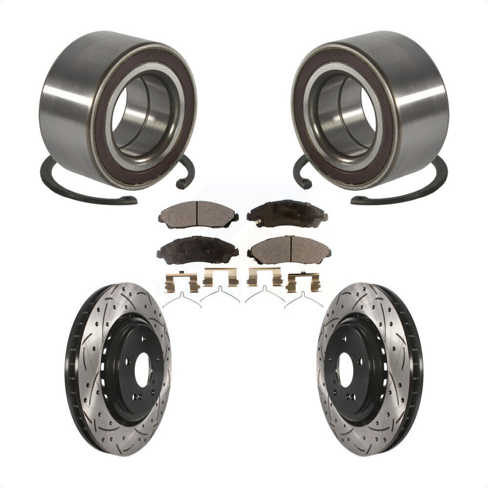 Front Wheel Bearing Coated Drilled Slotted Brake Rotor & Pads Kit For 2014-2016 Acura MDX KBB-128275