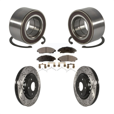 Front Wheel Bearing Coated Drilled Slotted Brake Rotor Pads Kit For Honda Pilot Acura MDX KBB-128276