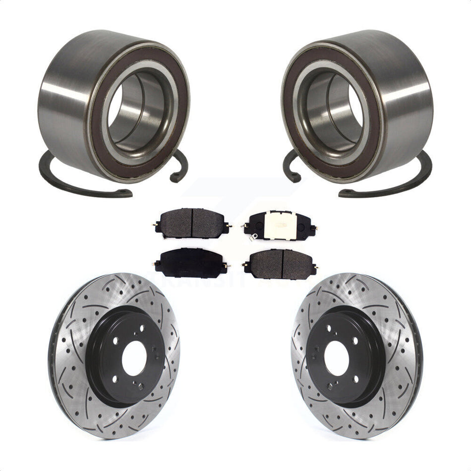 Front Wheel Bearing Coated Drilled Slotted Disc Brake Rotors And Pads Kit For Honda CR-V KBB-128277