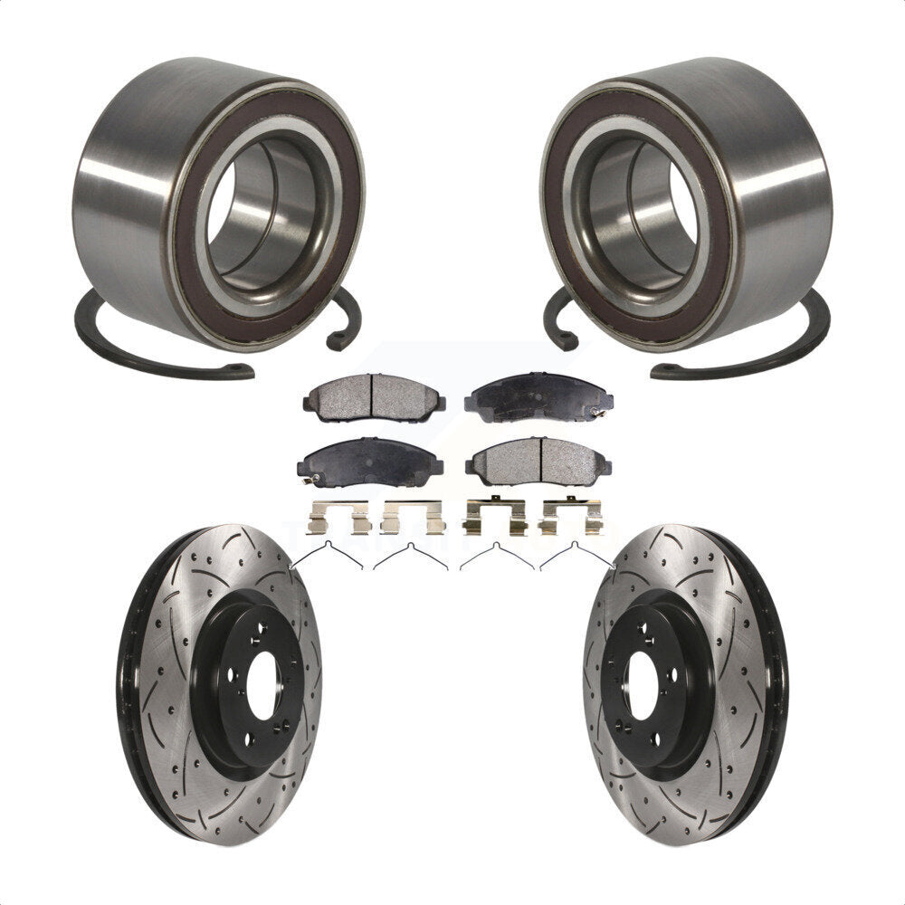 Front Wheel Bearing Coat Drill Slot Brake Rotor Pad Kit For Acura RLX Sport Hybrid SH-AWD KBB-128279