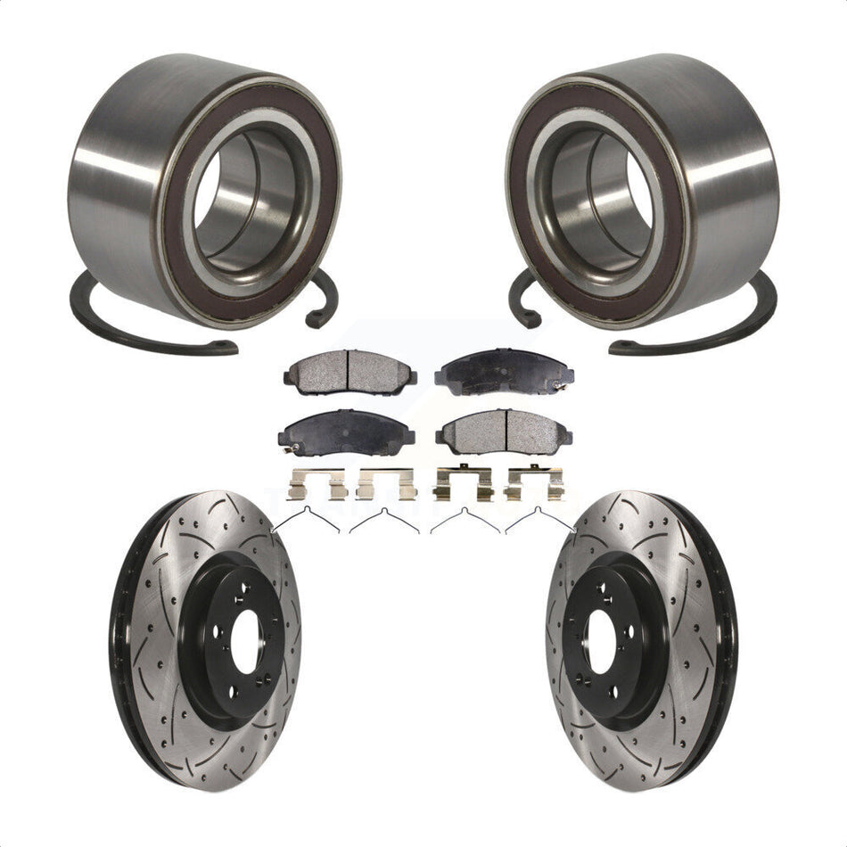Front Wheel Bearing Coat Drill Slot Brake Rotor Pad Kit For Acura RLX Sport Hybrid SH-AWD KBB-128279