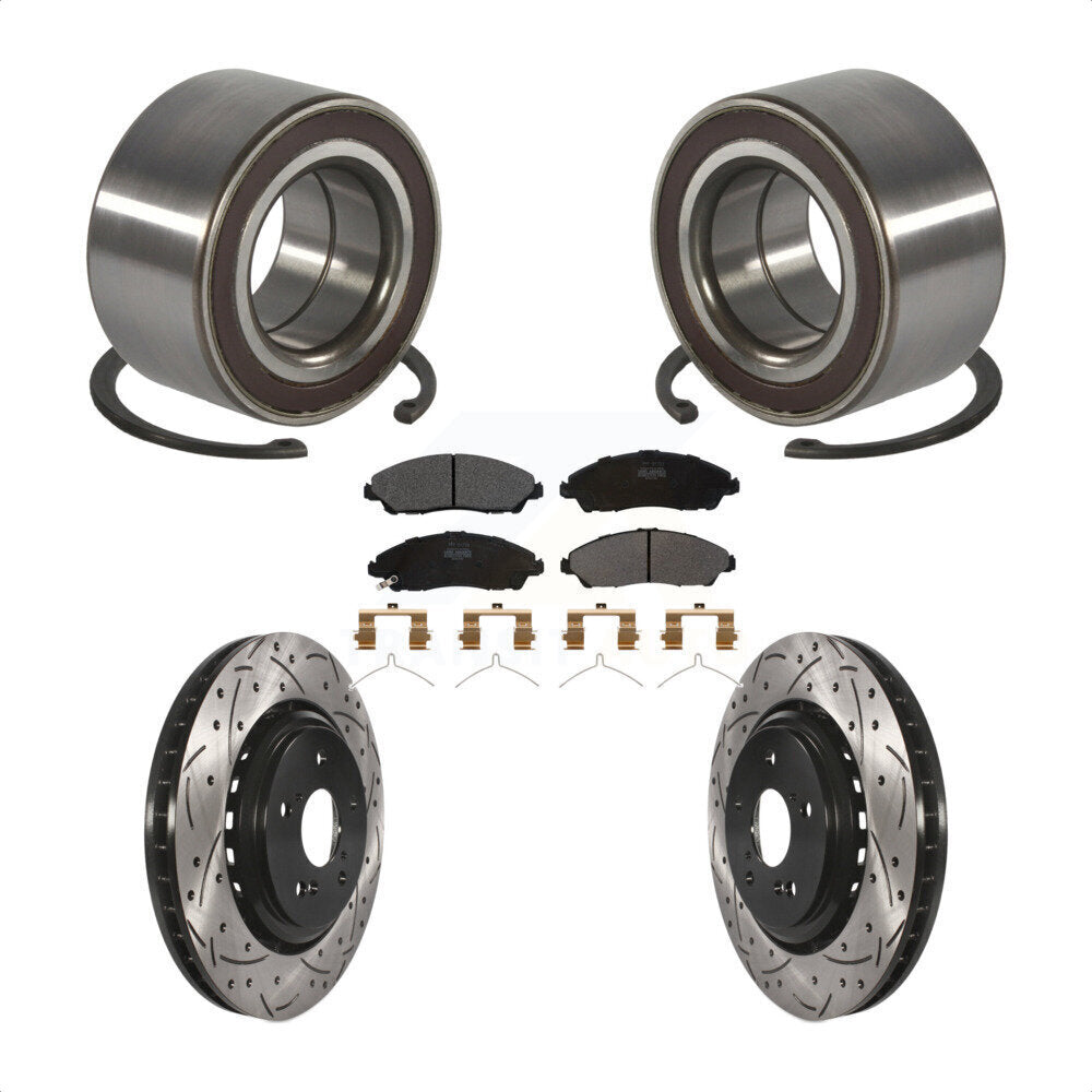 Front Wheel Bearing Coated Drilled Slotted Brake Rotor & Pads Kit For 2014-2016 Acura MDX KBB-128281