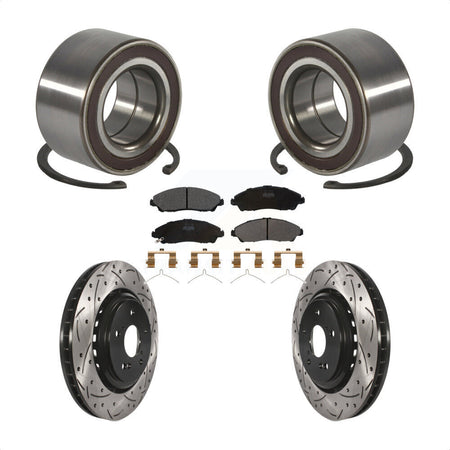 Front Wheel Bearing Coated Drilled Slotted Brake Rotor & Pads Kit For 2014-2016 Acura MDX KBB-128281