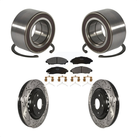Front Wheel Bearing Coated Drilled Slotted Brake Rotor Pads Kit For Honda Pilot Acura MDX KBB-128282