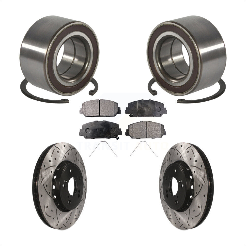 Front Wheel Bearing Coated Drilled Slotted Brake Rotor & Pads Kit For 2013-2018 Acura RDX KBB-128283