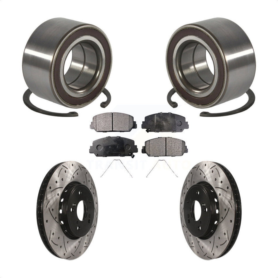 Front Wheel Bearing Coated Drilled Slotted Brake Rotor & Pads Kit For 2013-2018 Acura RDX KBB-128283