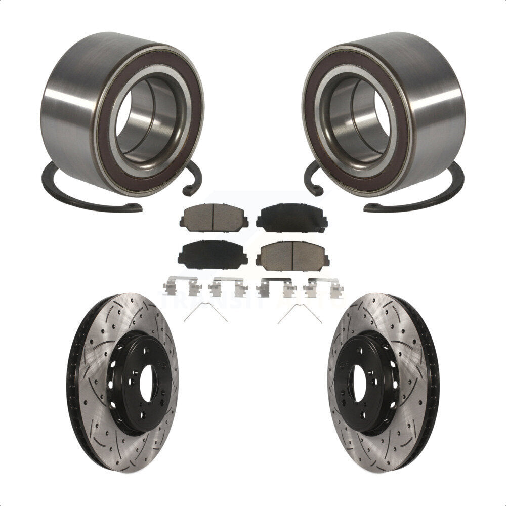 Front Wheel Bearing Coated Drilled Slotted Brake Rotor & Pads Kit For 2013-2018 Acura RDX KBB-128284