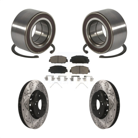 Front Wheel Bearing Coated Drilled Slotted Brake Rotor & Pads Kit For 2013-2018 Acura RDX KBB-128284