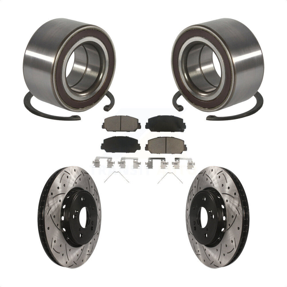 Front Wheel Bearing Coated Drilled Slotted Brake Rotor & Pads Kit For 2013-2018 Acura RDX KBB-128284