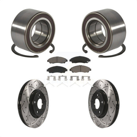 Front Wheel Bearing Coat Drill Slot Brake Rotor Pad Kit For Acura RLX Sport Hybrid SH-AWD KBB-128285