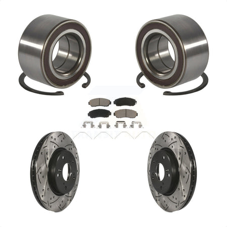 Front Wheel Bearing Coated Drilled Slotted Disc Brake Rotors And Pads Kit For Honda CR-V KBB-128287