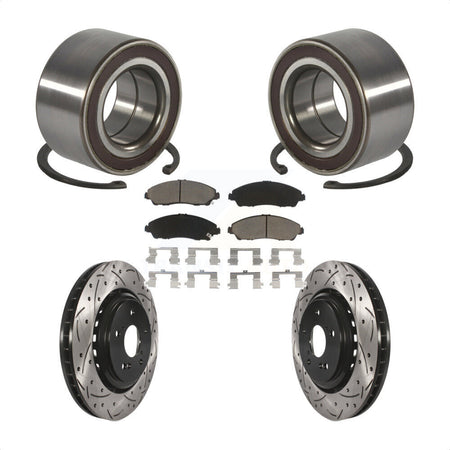 Front Wheel Bearing Coated Drilled Slotted Brake Rotor & Pads Kit For 2014-2016 Acura MDX KBB-128289