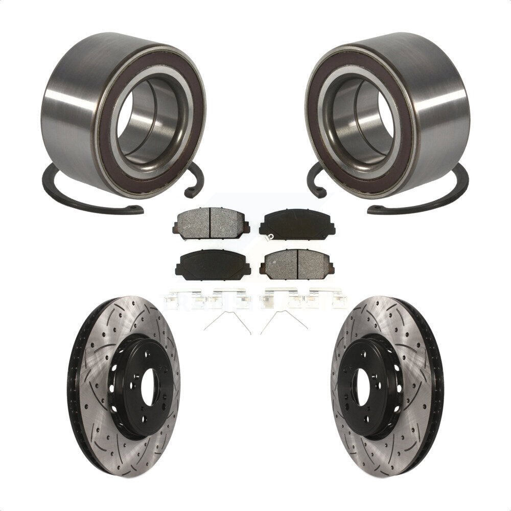 Front Wheel Bearing Coated Drilled Slotted Brake Rotor & Pads Kit For 2013-2018 Acura RDX KBB-128292