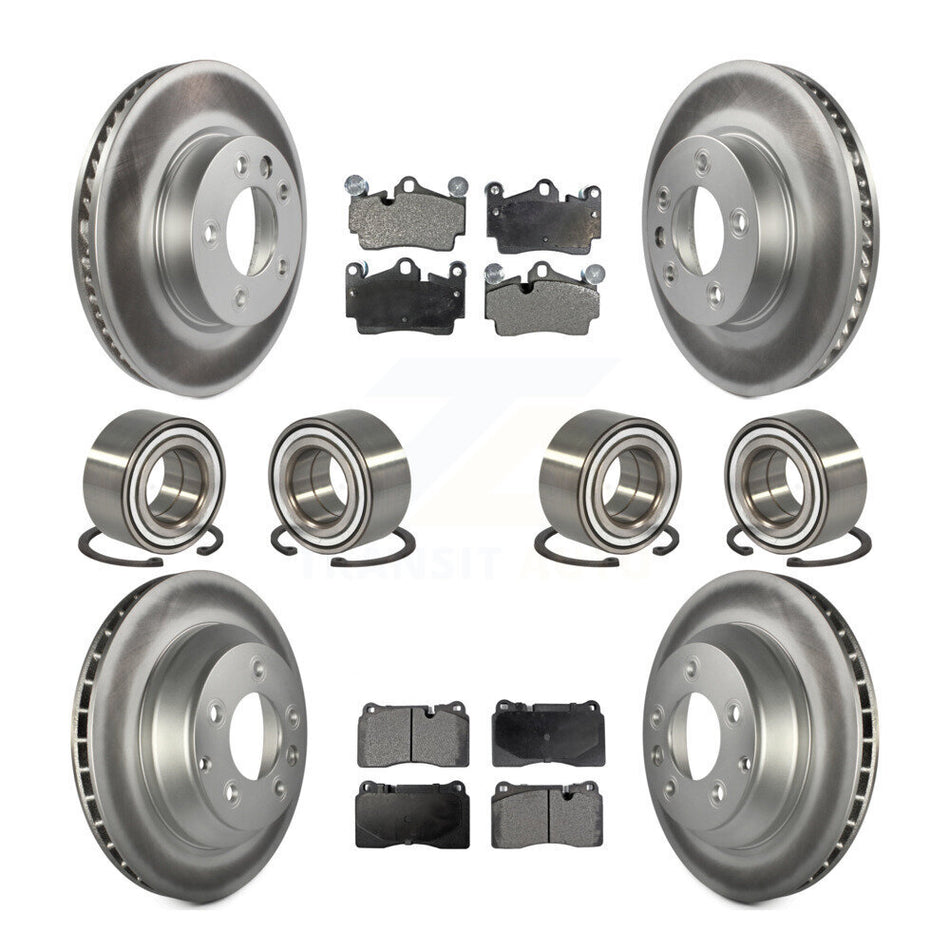 Front Rear Bearings Coated Disc Brake Rotors And Pads Kit (10Pc) For Volkswagen Touareg KBB-128307