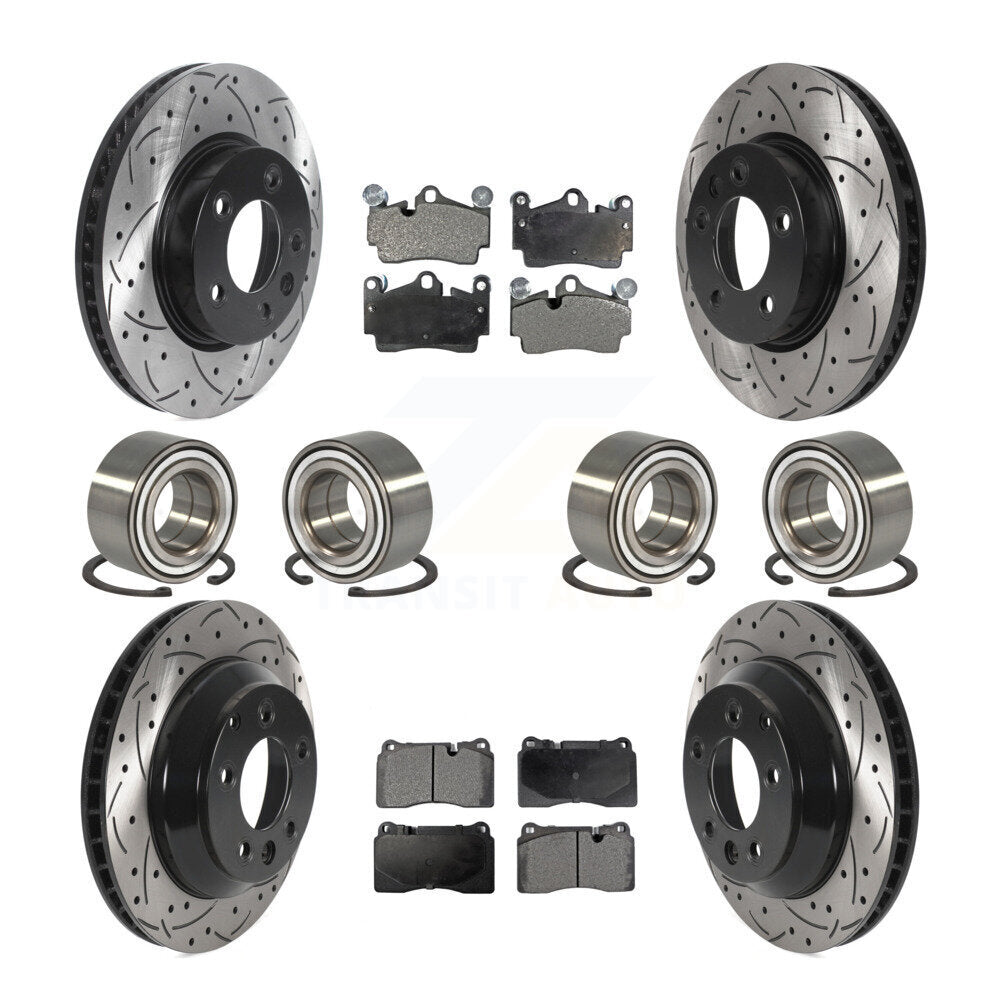 Front Rear Bearings Coated Disc Brake Rotors And Pads Kit (10Pc) For Volkswagen Touareg KBB-128308
