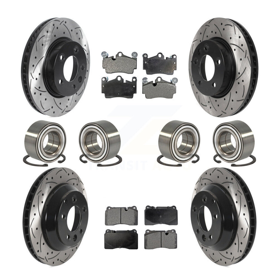 Front Rear Bearings Coated Disc Brake Rotors And Pads Kit (10Pc) For Volkswagen Touareg KBB-128308