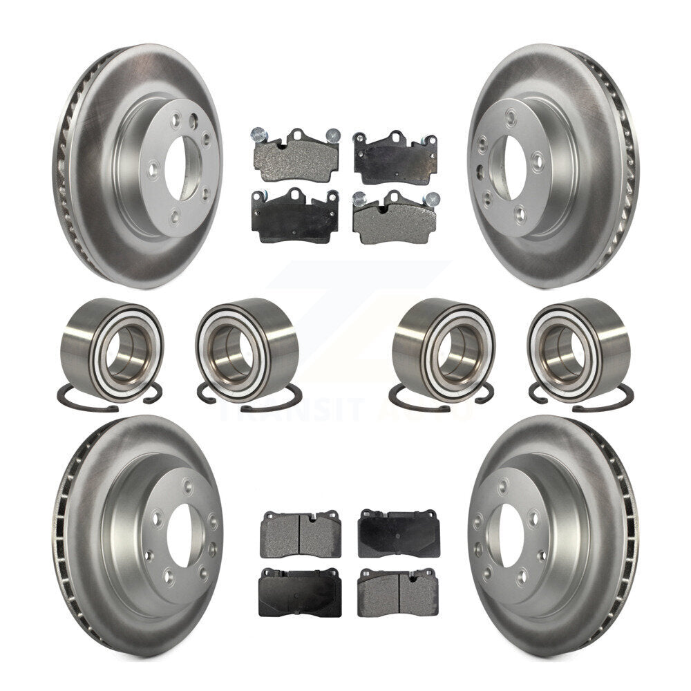 Front Rear Bearings Coated Disc Brake Rotors And Pads Kit (10Pc) For Volkswagen Touareg KBB-128310
