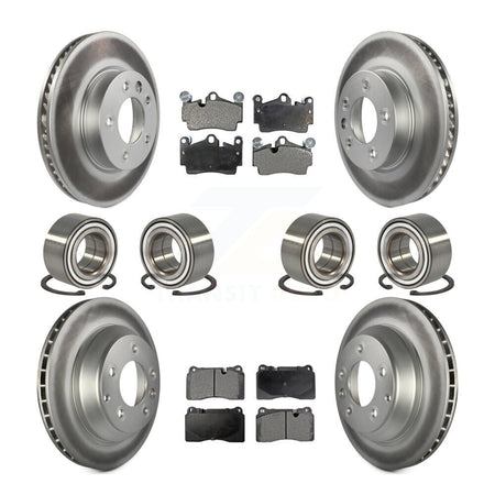 Front Rear Bearings Coated Disc Brake Rotors And Pads Kit (10Pc) For Volkswagen Touareg KBB-128310