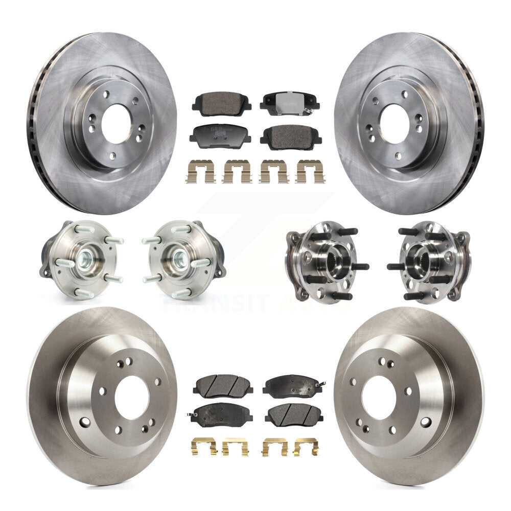 Front Rear Hub Bearing Brake Rotor & Pad Kit (10Pc) For Hyundai Santa Fe XL FWD with 3.3L KBB-128326