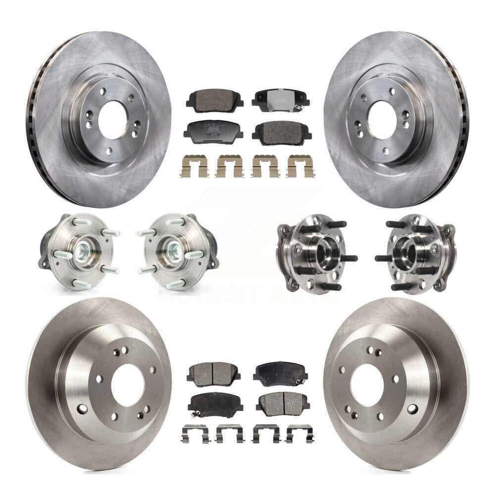 Front Rear Hub Bearings Disc Brake Rotors And Pads Kit (10Pc) For Hyundai Santa Fe Sport KBB-128328