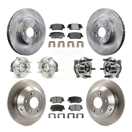 Front Rear Hub Bearings Disc Brake Rotors And Pads Kit (10Pc) For Hyundai Santa Fe Sport KBB-128328
