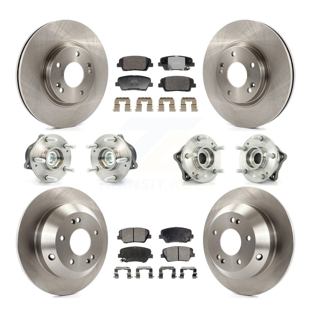 Front Rear Hub Bearing Brake Rotor & Pads Kit (10Pc) For Hyundai Santa Fe Kia Sorento FWD KBB-128351