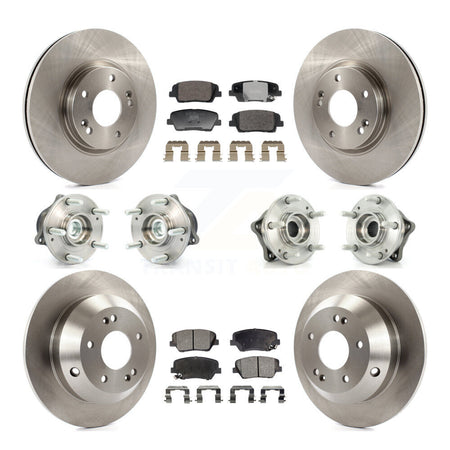Front Rear Hub Bearing Brake Rotor & Pads Kit (10Pc) For Hyundai Santa Fe Kia Sorento FWD KBB-128351
