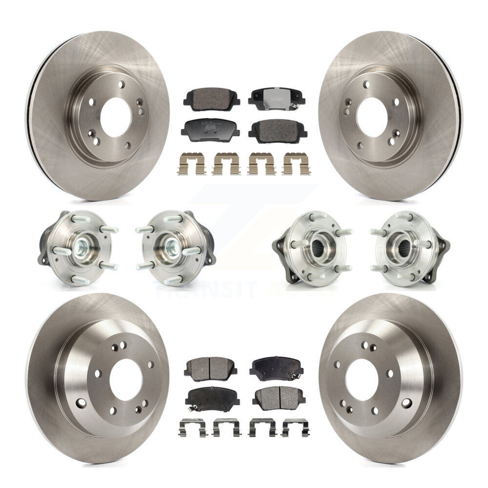 Front Rear Hub Bearing Brake Rotor & Pads Kit (10Pc) For Hyundai Santa Fe Kia Sorento FWD KBB-128351