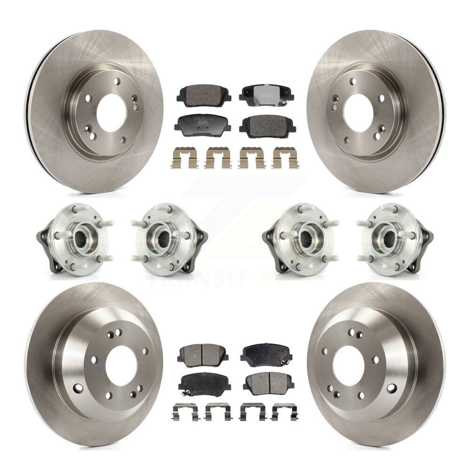 Front Rear Hub Bearing Brake Rotor & Pads Kit (10Pc) For Hyundai Santa Fe Kia Sorento AWD KBB-128352