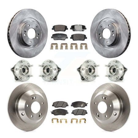 Front Rear Hub Bearing Brake Rotor & Pad Kit (10Pc) For Hyundai Santa Fe XL AWD with 3.3L KBB-128354