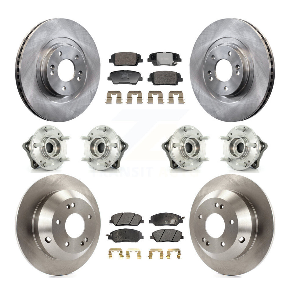 Front Rear Hub Bearing Brake Rotor & Pad Kit (10Pc) For Hyundai Santa Fe XL AWD with 3.3L KBB-128354
