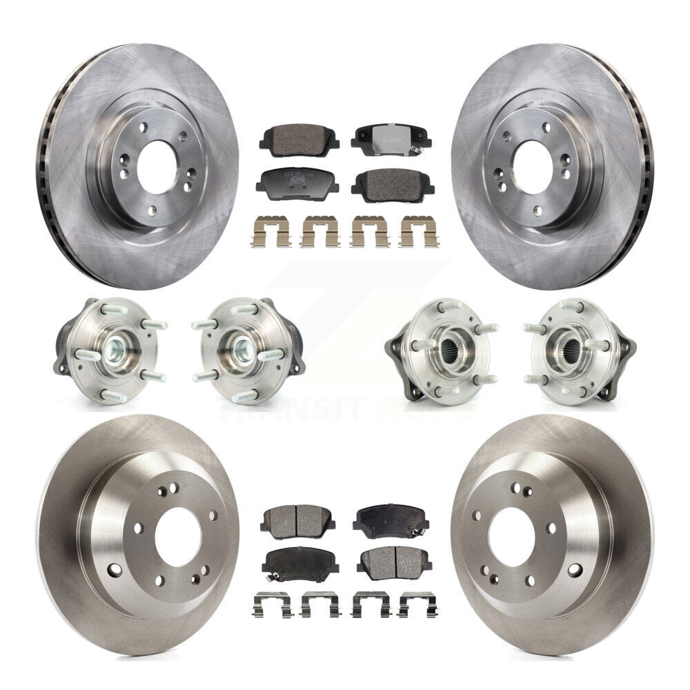 Front Rear Hub Bearing Brake Rotor Pads Kit (10Pc) For Hyundai Santa Fe Sport Kia Sorento KBB-128355