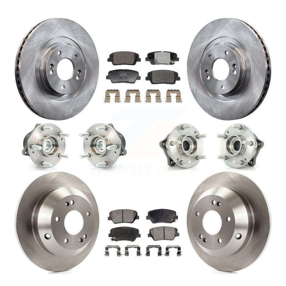 Front Rear Hub Bearing Brake Rotor Pads Kit (10Pc) For Hyundai Santa Fe Sport Kia Sorento KBB-128355