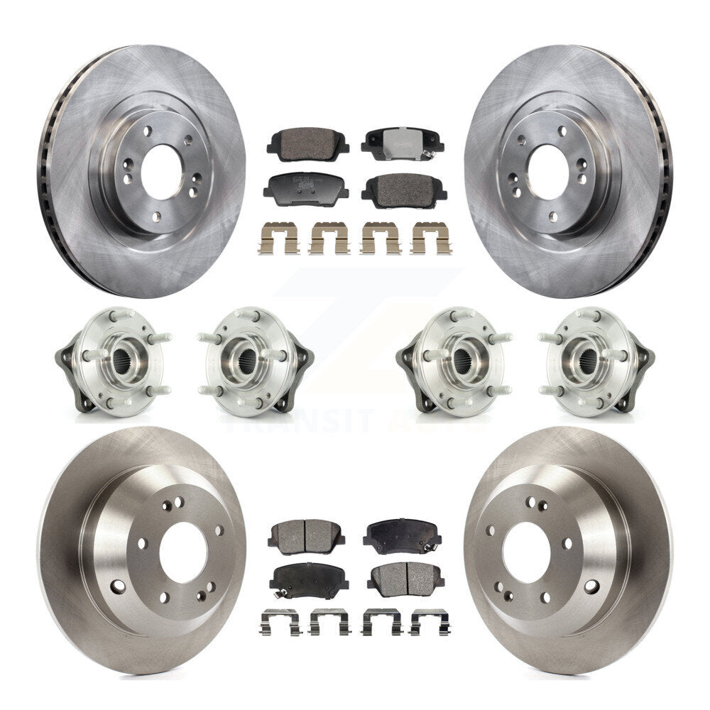 Front Rear Hub Bearing Brake Rotor Pads Kit (10Pc) For Hyundai Santa Fe Sport Kia Sorento KBB-128356