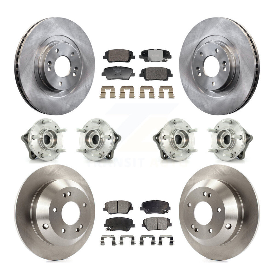 Front Rear Hub Bearing Brake Rotor Pads Kit (10Pc) For Hyundai Santa Fe Sport Kia Sorento KBB-128356