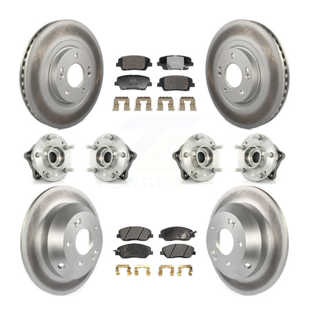 Front Rear Hub Bearing Coated Disc Brake Rotor And Pad Kit (10Pc) For Hyundai Santa Fe XL KBB-128377