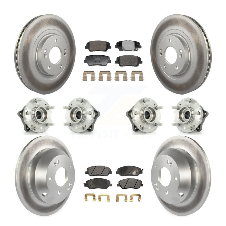 Front Rear Hub Bearing Coated Disc Brake Rotor And Pad Kit (10Pc) For Hyundai Santa Fe XL KBB-128377